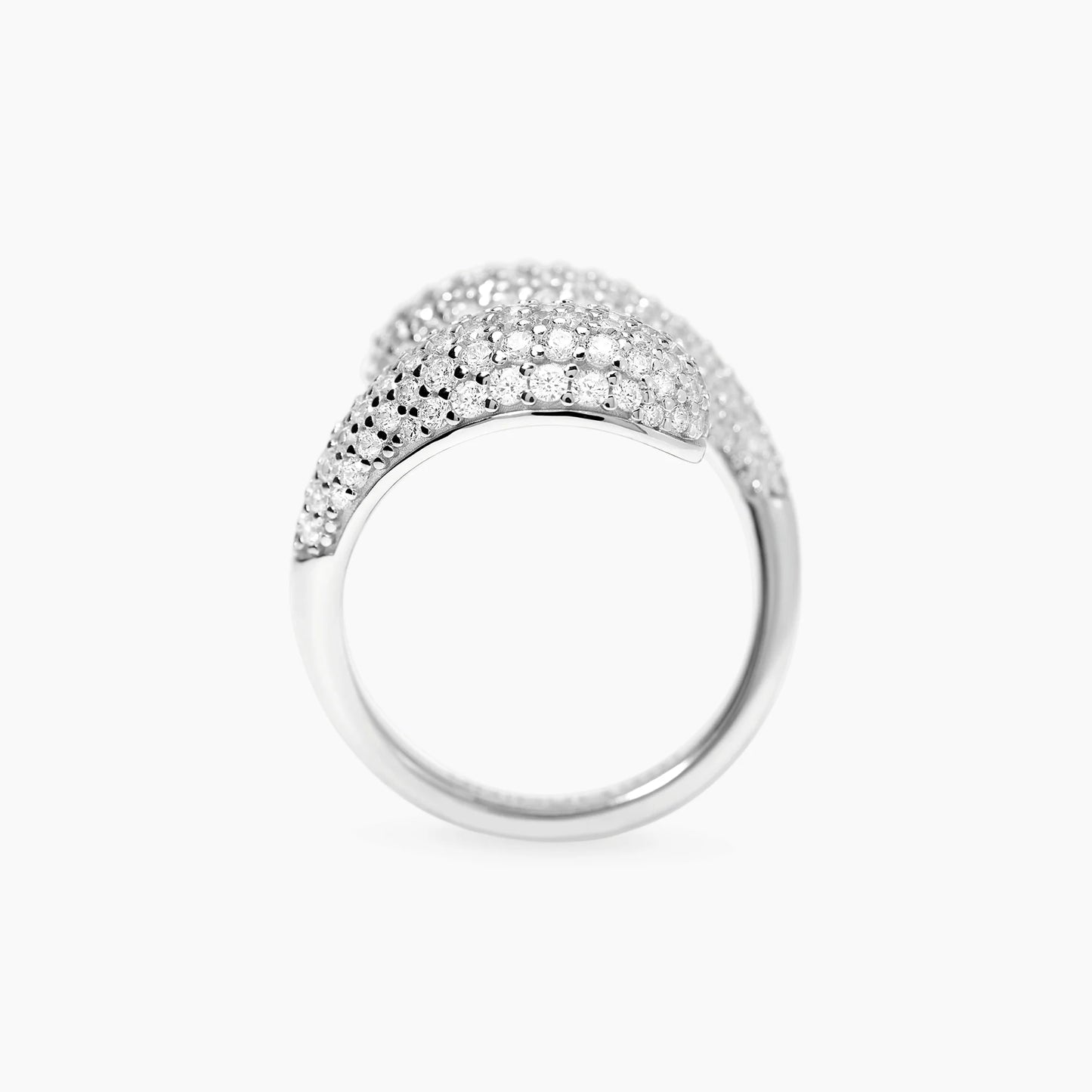 MABINA -Anello in bronzo e argento con pavé di zirconi bianchi