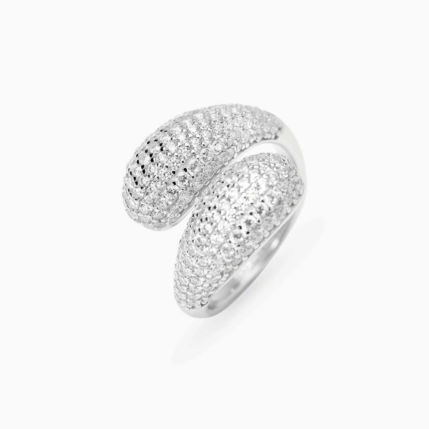MABINA -Anello in bronzo e argento con pavé di zirconi bianchi