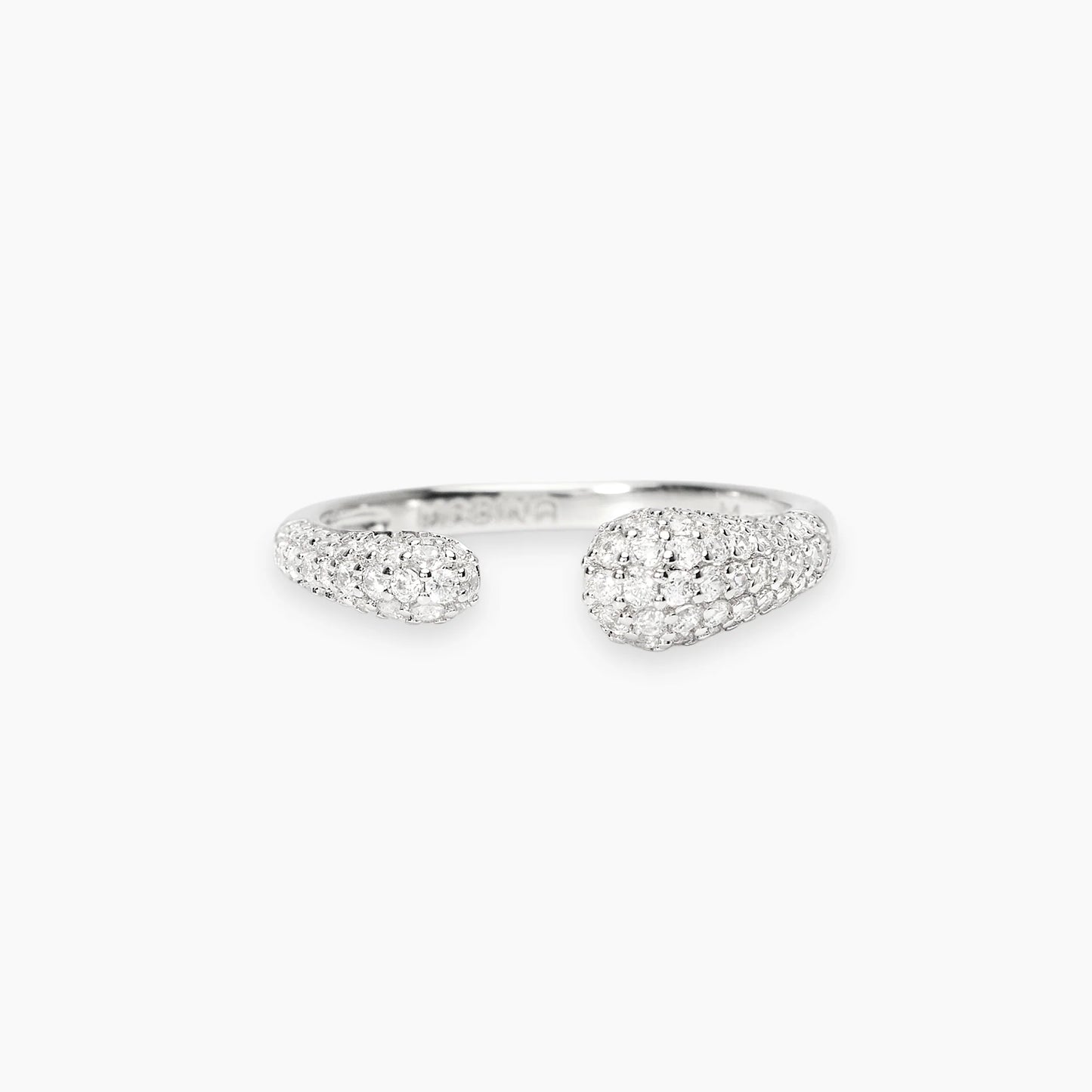 MABINA - Anello aperto in bronzo e argento con zirconi