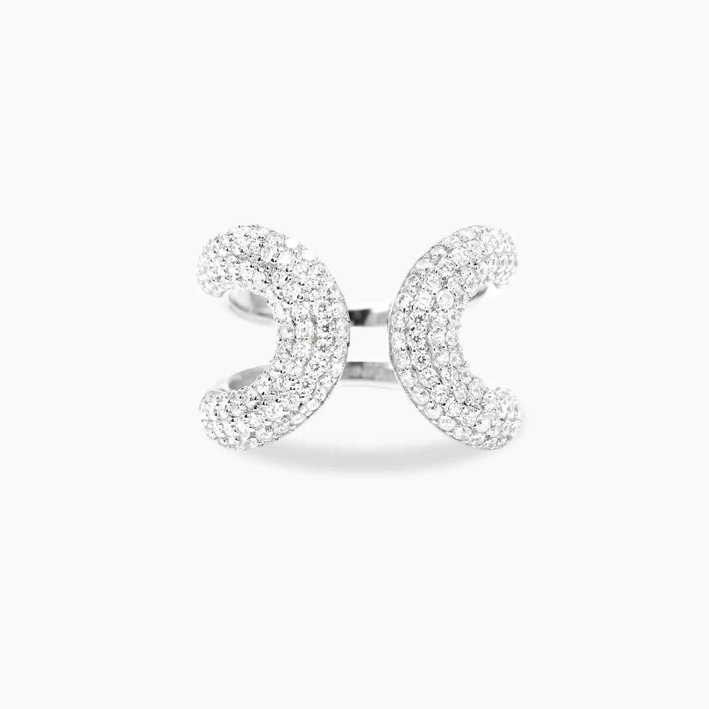 MABINA - Anello aperto regolabile in bronzo e argento con zirconi
