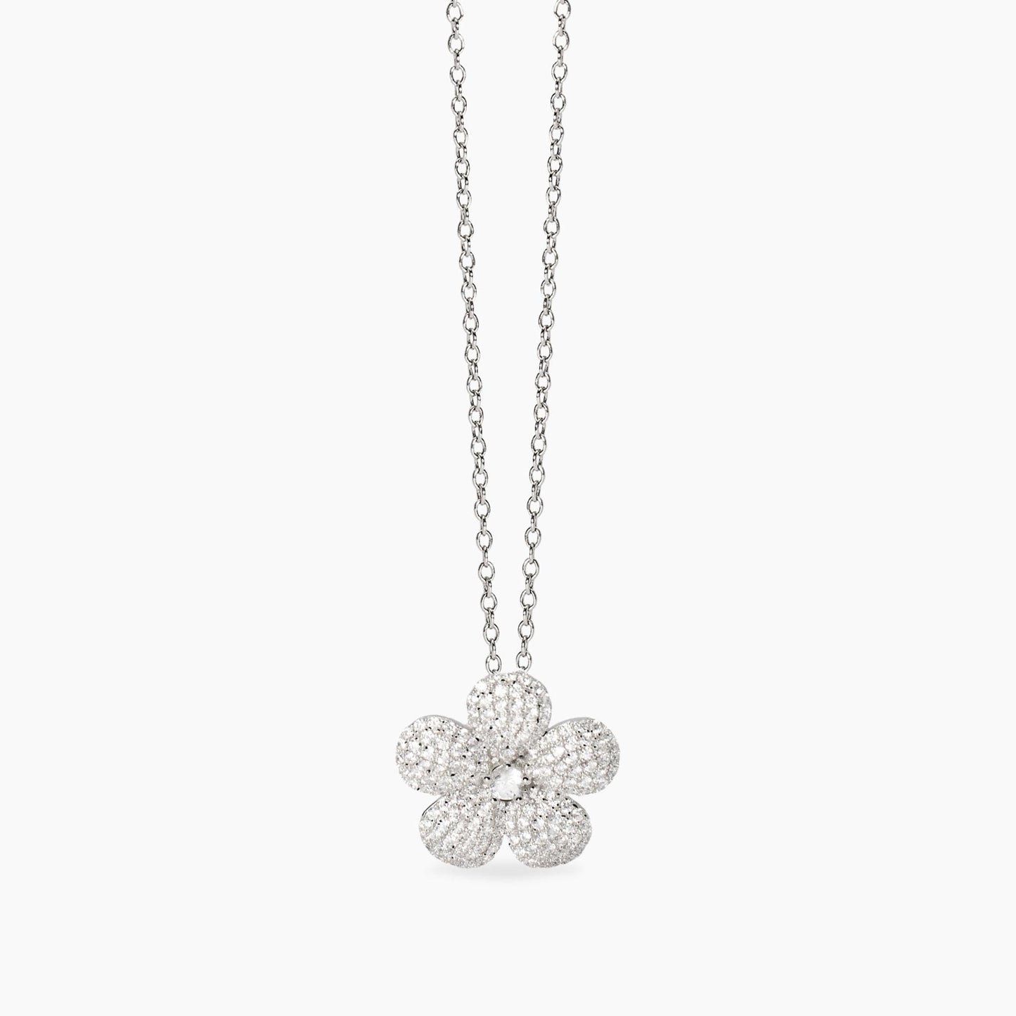 MABINA - Girocollo in argento con fiore in zirconi