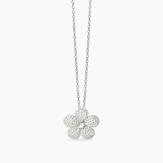 MABINA - Girocollo in argento con fiore in zirconi