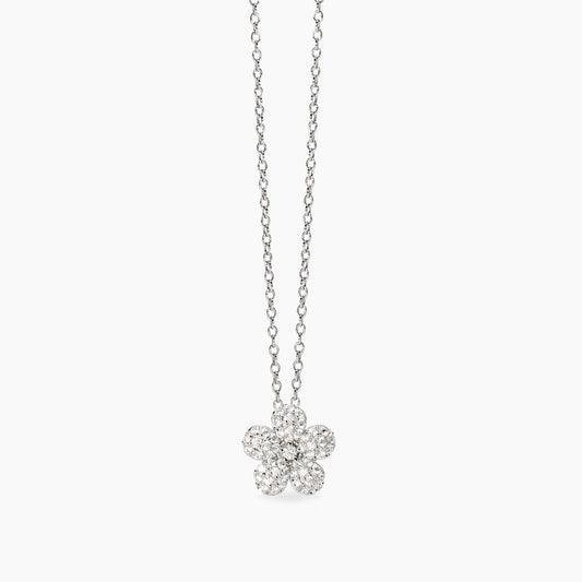 MABINA - Girocollo in argento con fiore in zirconi