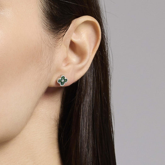MABINA - Orecchini con fiore verde