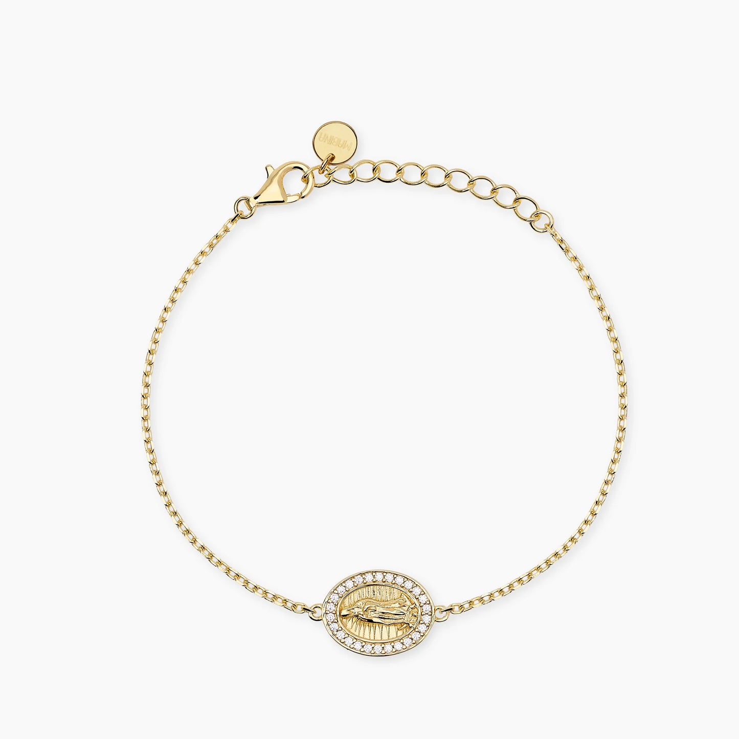 MABINA - Bracciale in bronzo e argento dorato con ciondolo Madonnina
