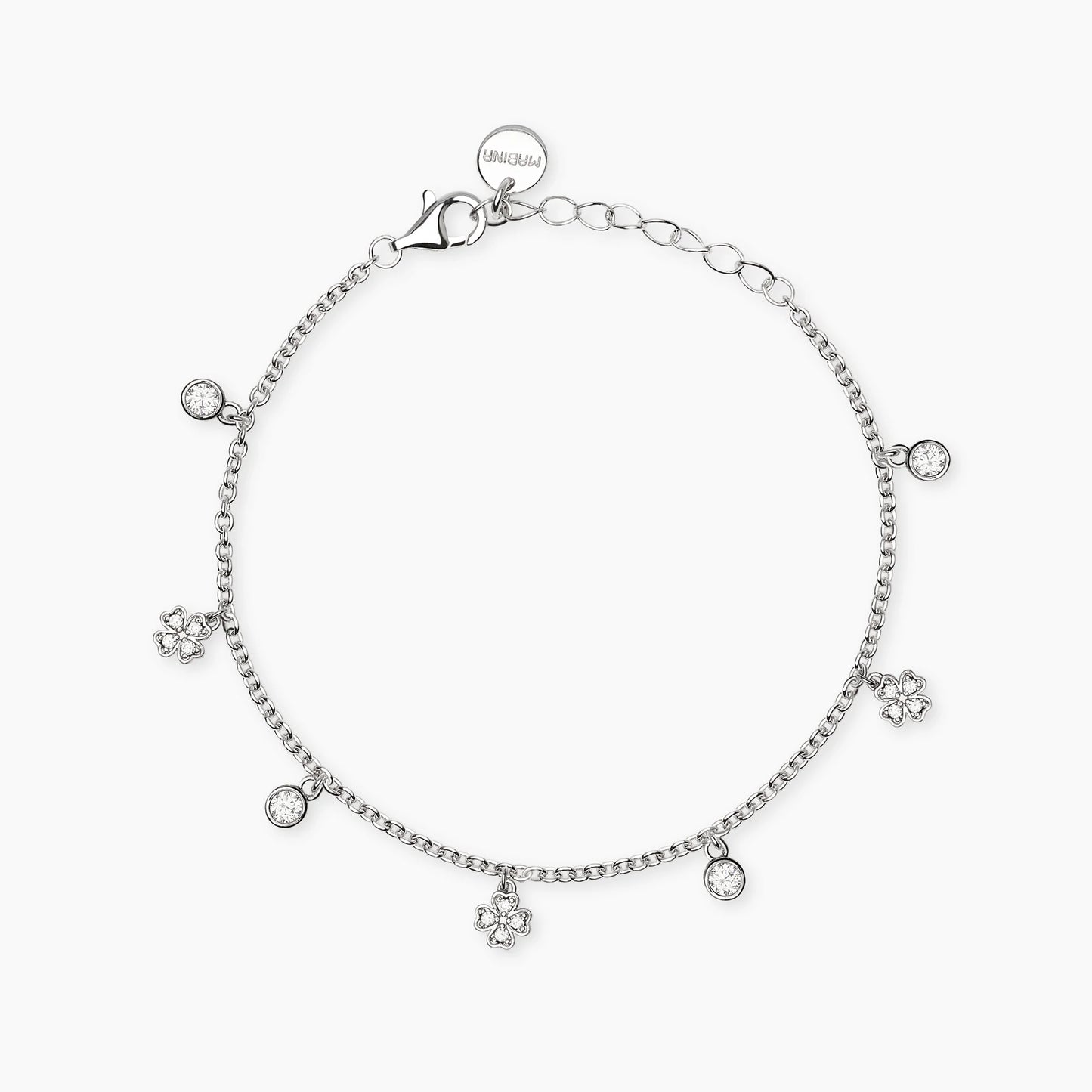 MABINA - Bracciale in bronzo e argento con ciondoli quadrifoglio