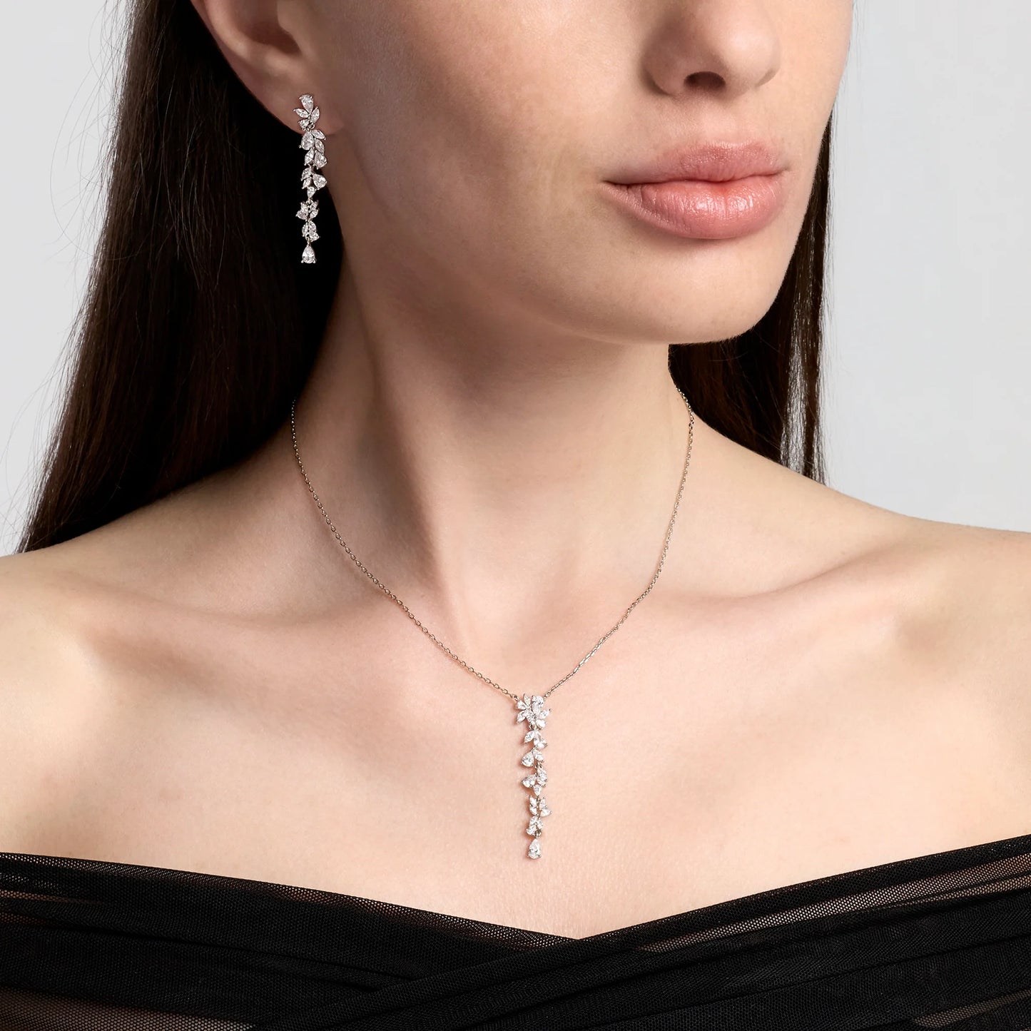 MABINA - Girocollo in bronzo e argento con pendente in zirconi