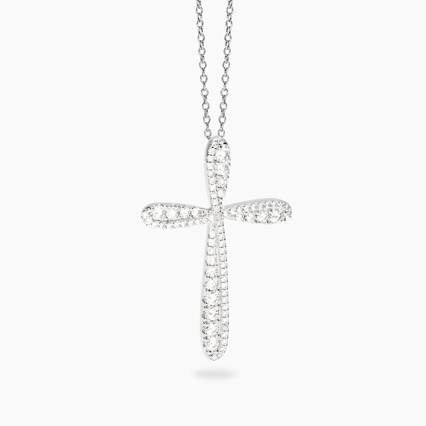 MABINA - Girocollo in bronzo e argento con pendente croce in zirconi