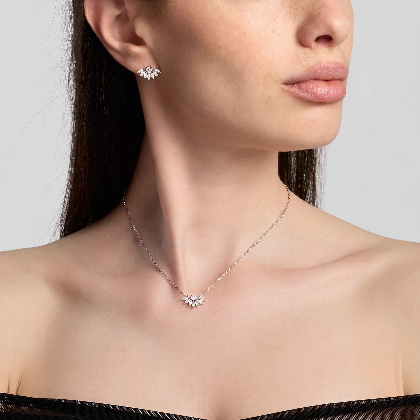 MABINA - Girocollo in bronzo e argento con zirconi bianchi navette