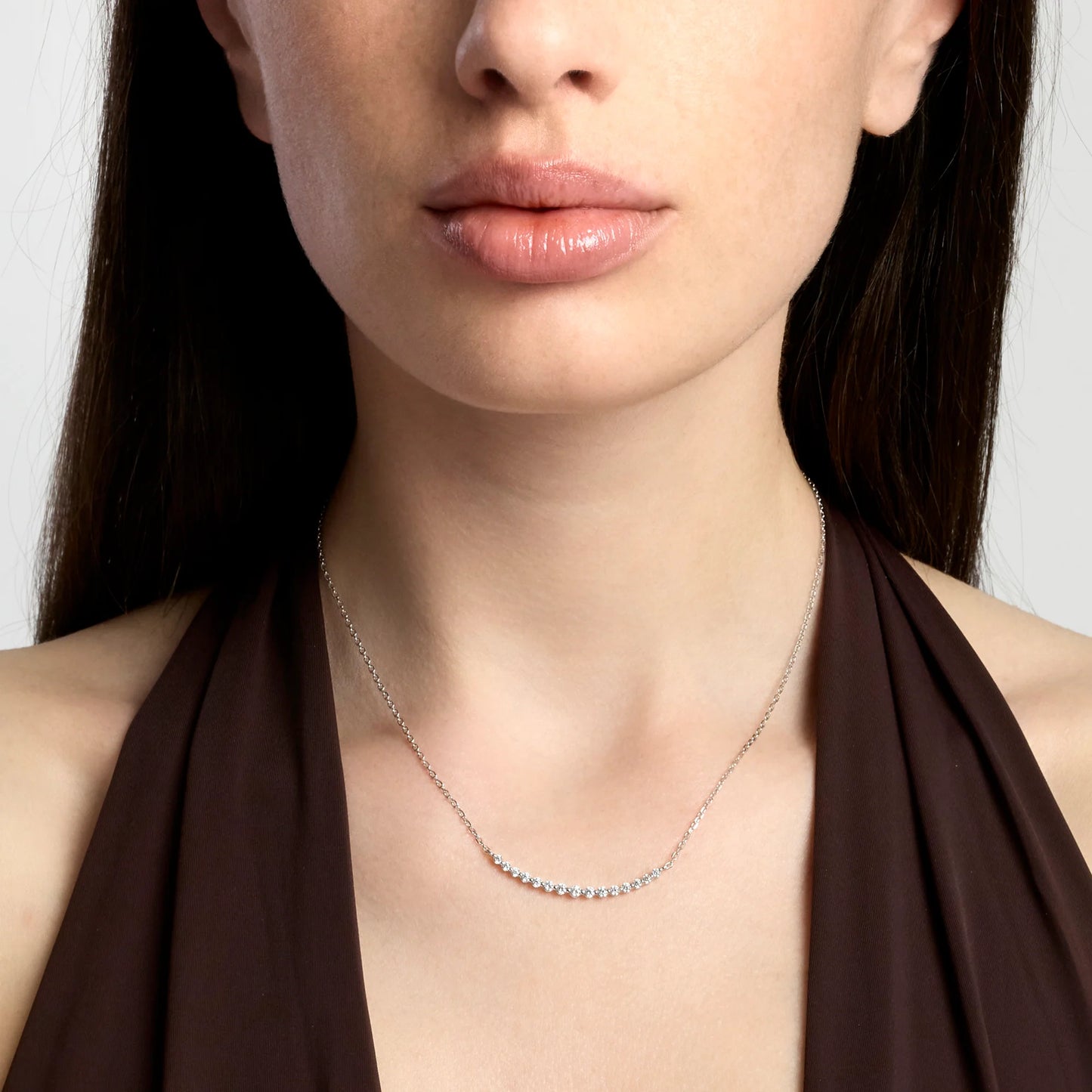 MABINA - Girocollo in bronzo e argento con punti luce in zirconi