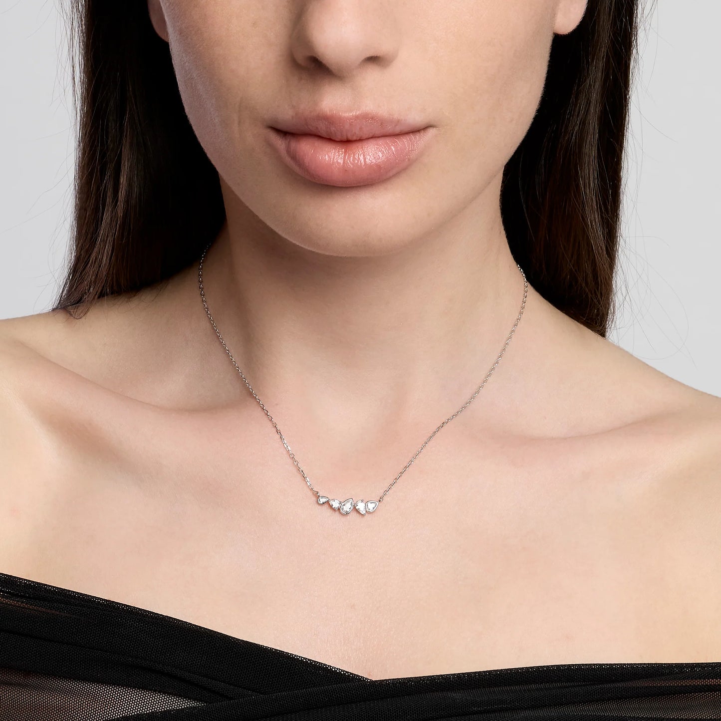 MABINA - Girocollo in bronzo e argento con zirconi taglio goccia