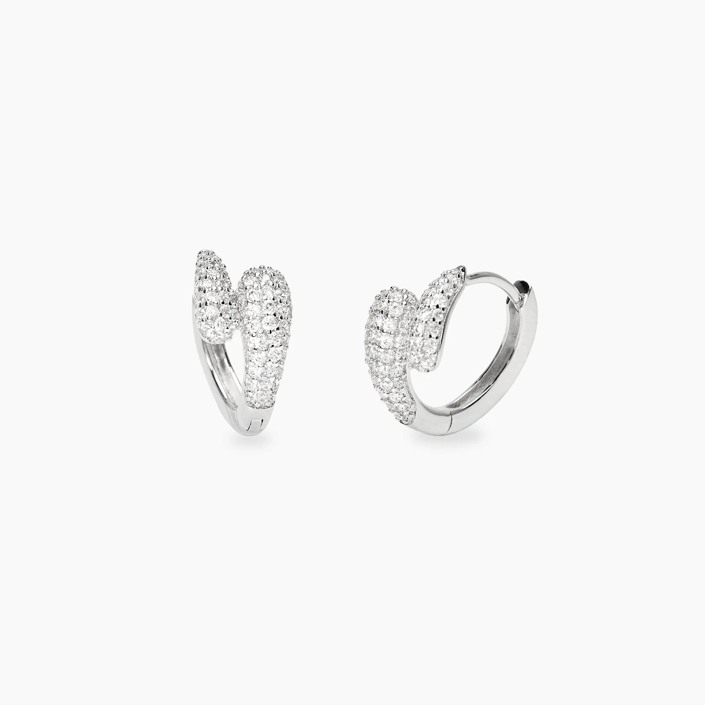 MABINA - Orecchini a cerchio in bronzo e argento con punti luce in zirconi
