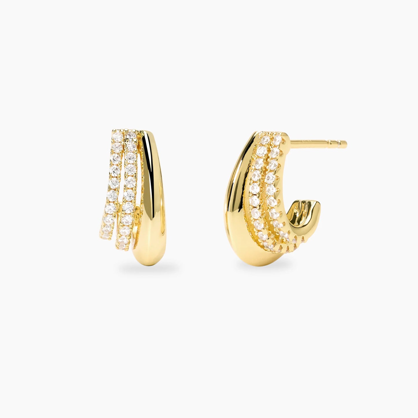MABINA -Orecchini a cerchio multifilo in bronzo e argento dorato e zirconi