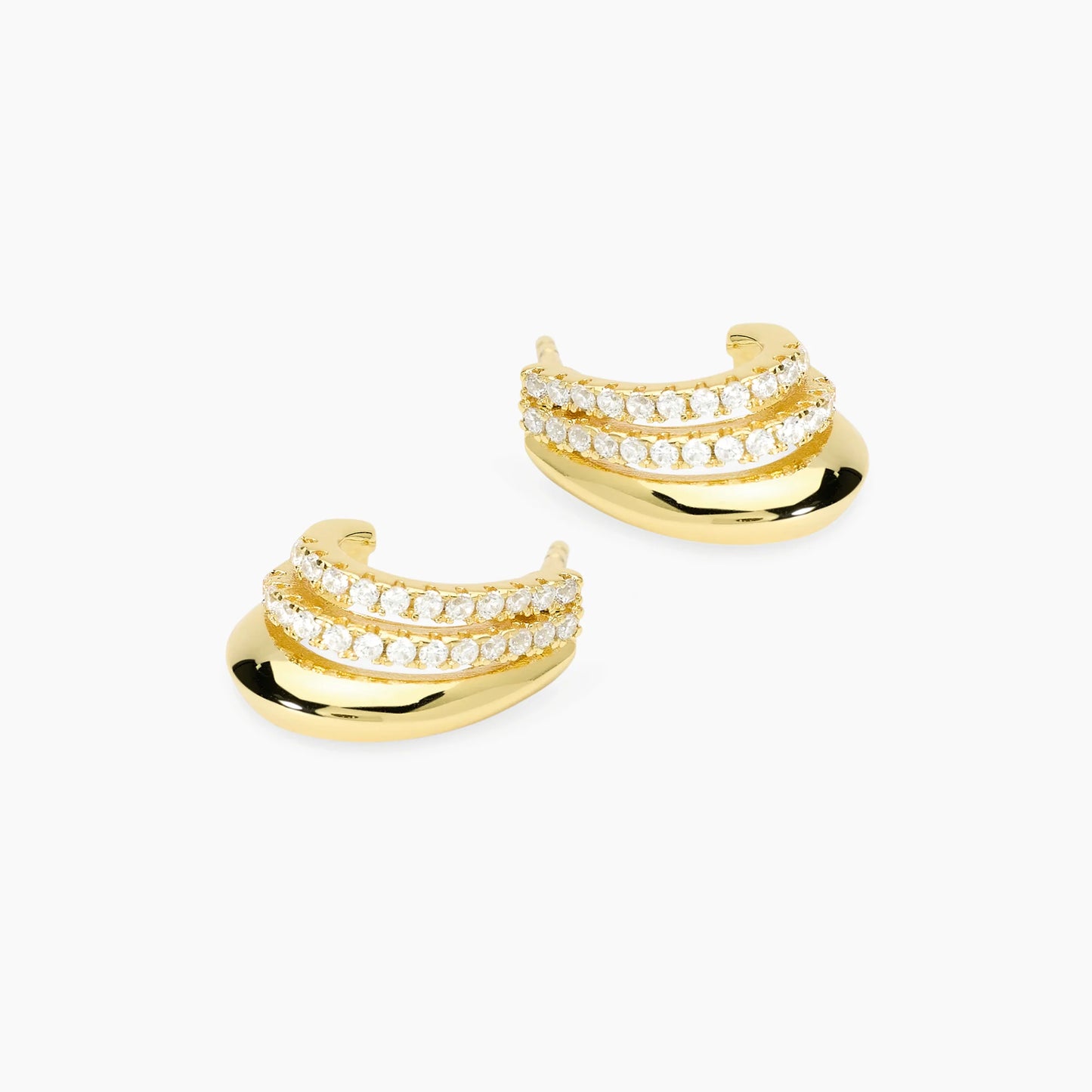 MABINA -Orecchini a cerchio multifilo in bronzo e argento dorato e zirconi