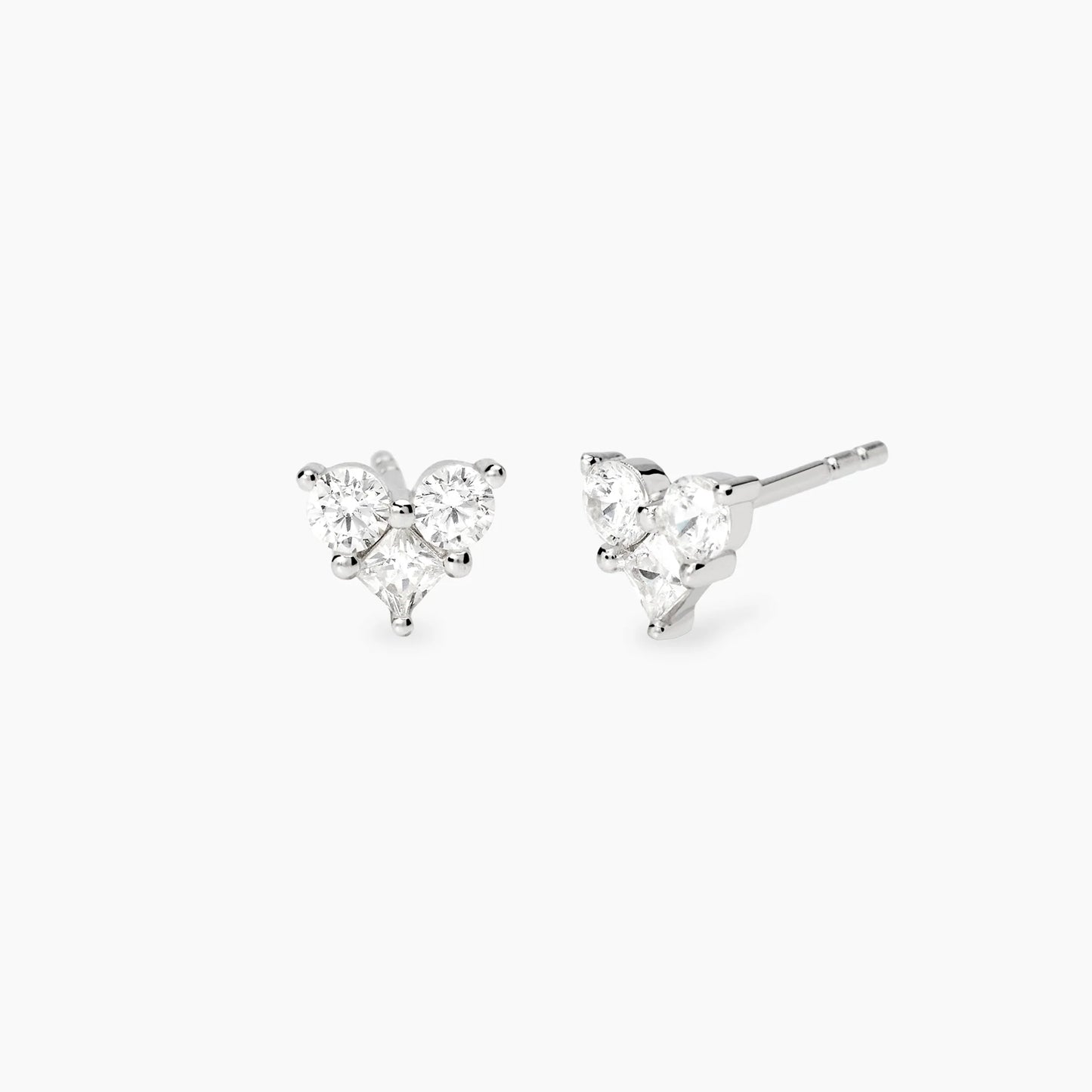 MABINA - Orecchini a cuore in bronzo e argento con zirconi