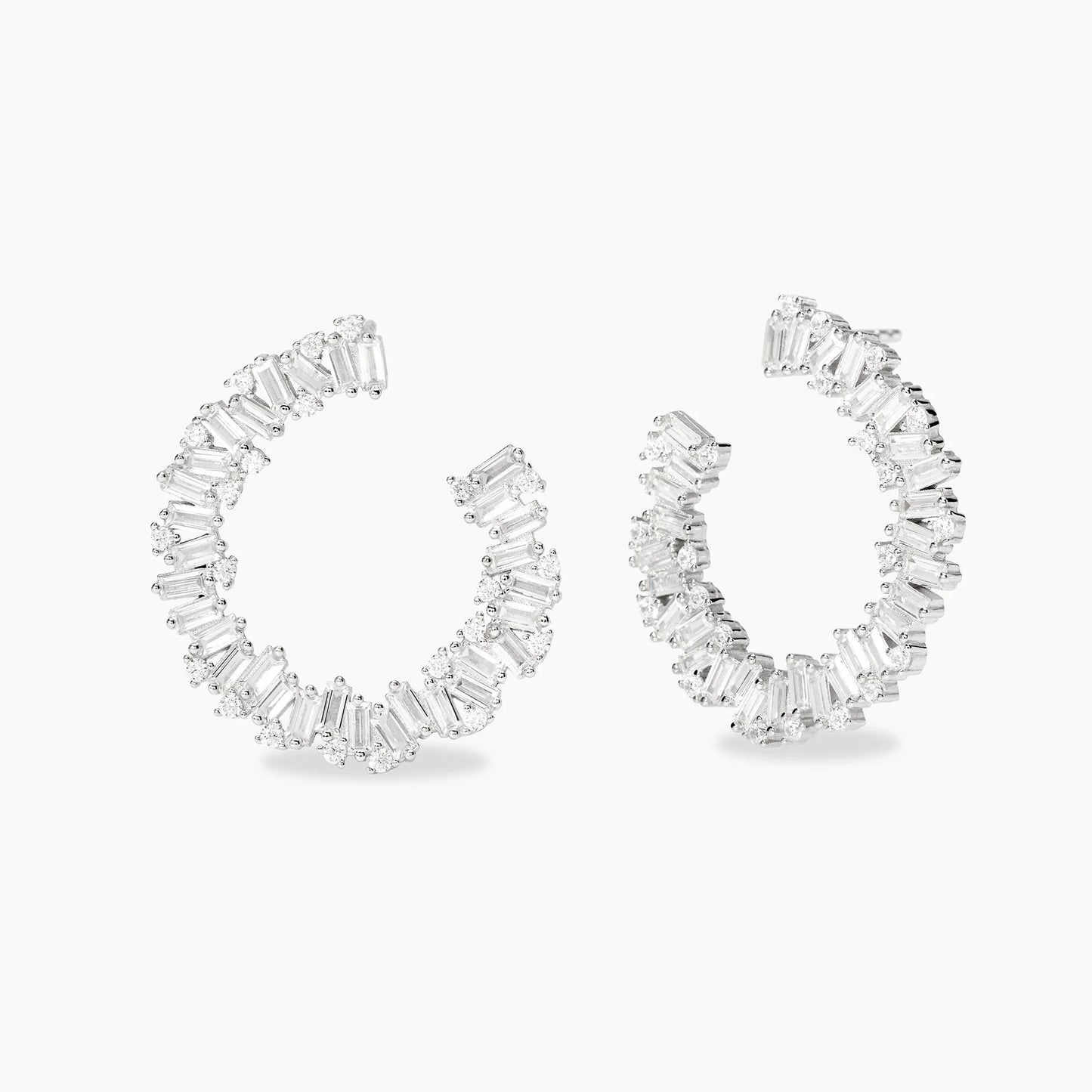 MABINA - Orecchini semicerchio in bronzo e argento con zirconi