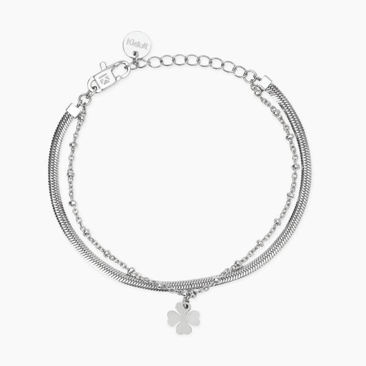 KIDULT -Bracciale con catene e ciondolo quadrifoglio
