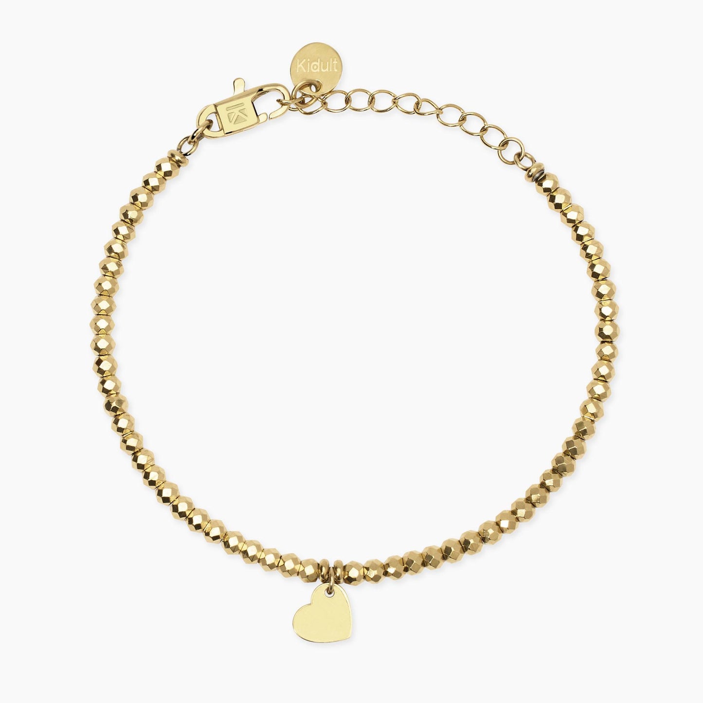 KIDULT -Bracciale dorato con sfere e ciondolo cuore