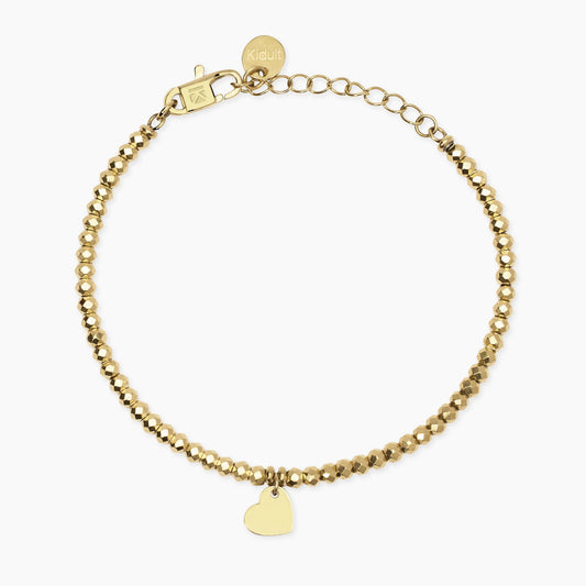 KIDULT -Bracciale dorato con sfere e ciondolo cuore
