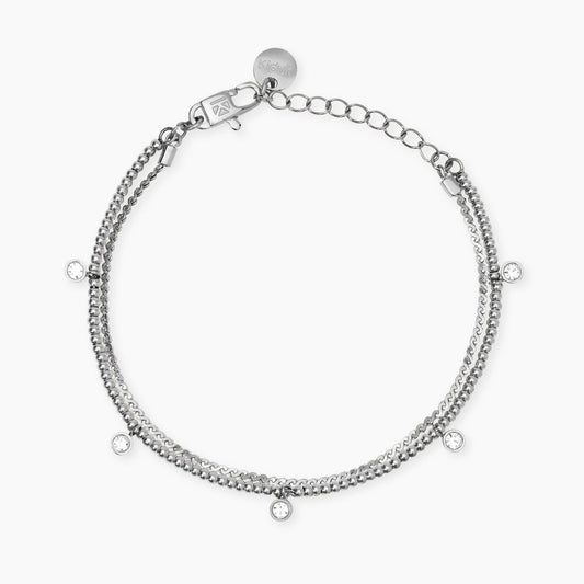 KIDULT -Bracciale in acciaio con catene e cristalli