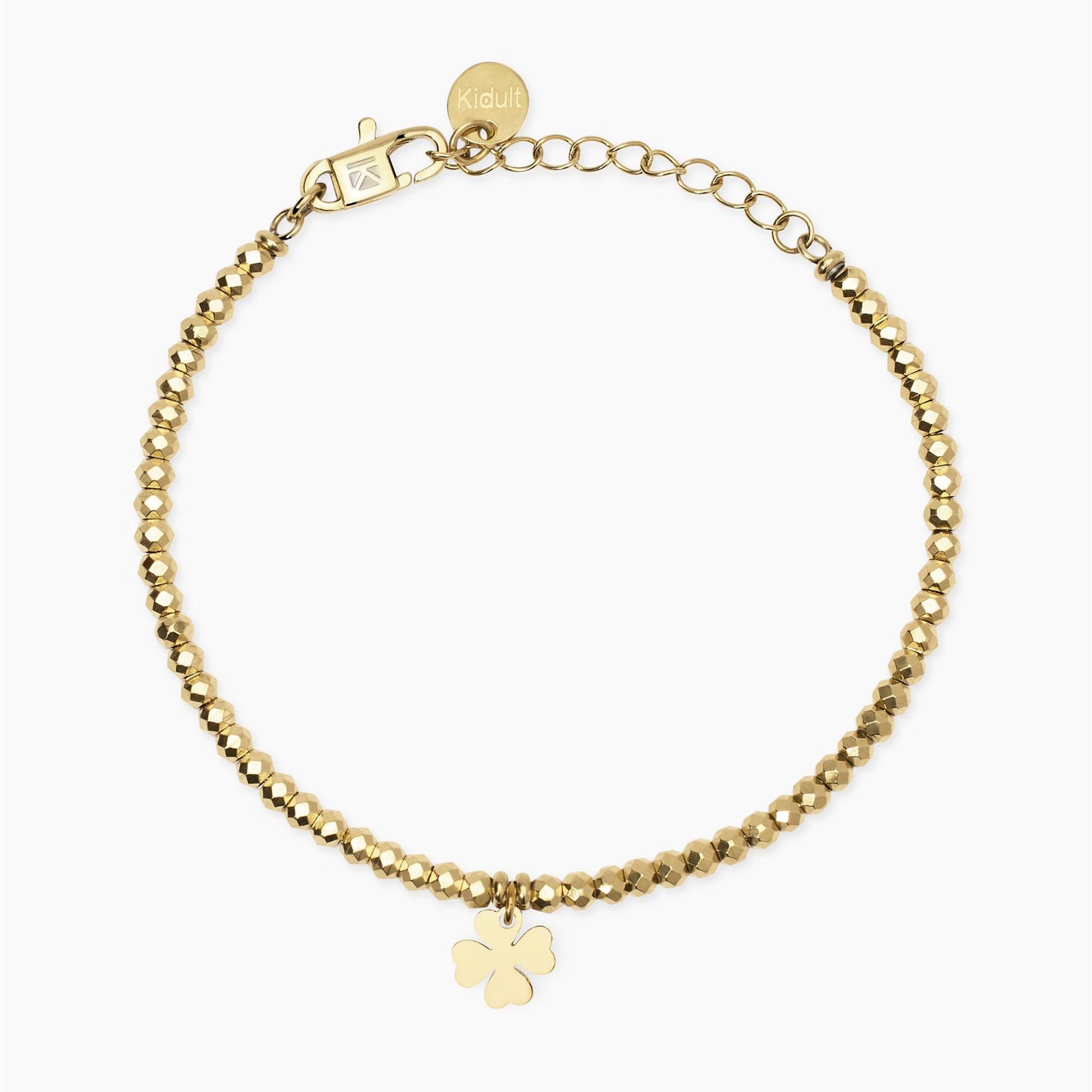 KIDULT -Bracciale dorato con ciondolo quadrifoglio