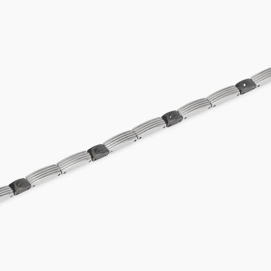 KIDULT -Bracciale in acciaio con elementi neri