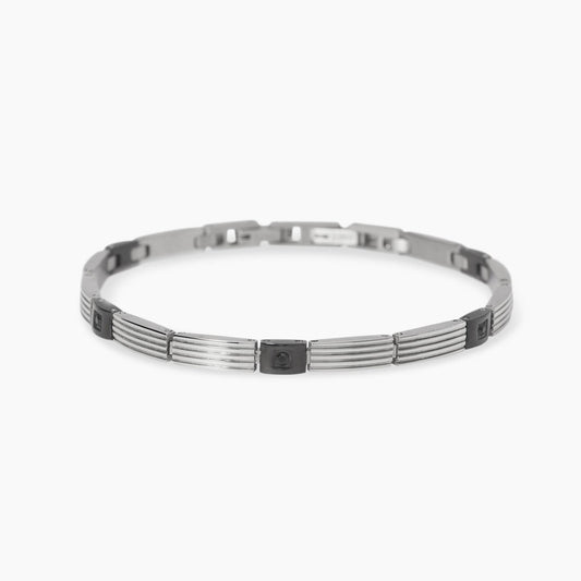 KIDULT -Bracciale in acciaio con elementi neri