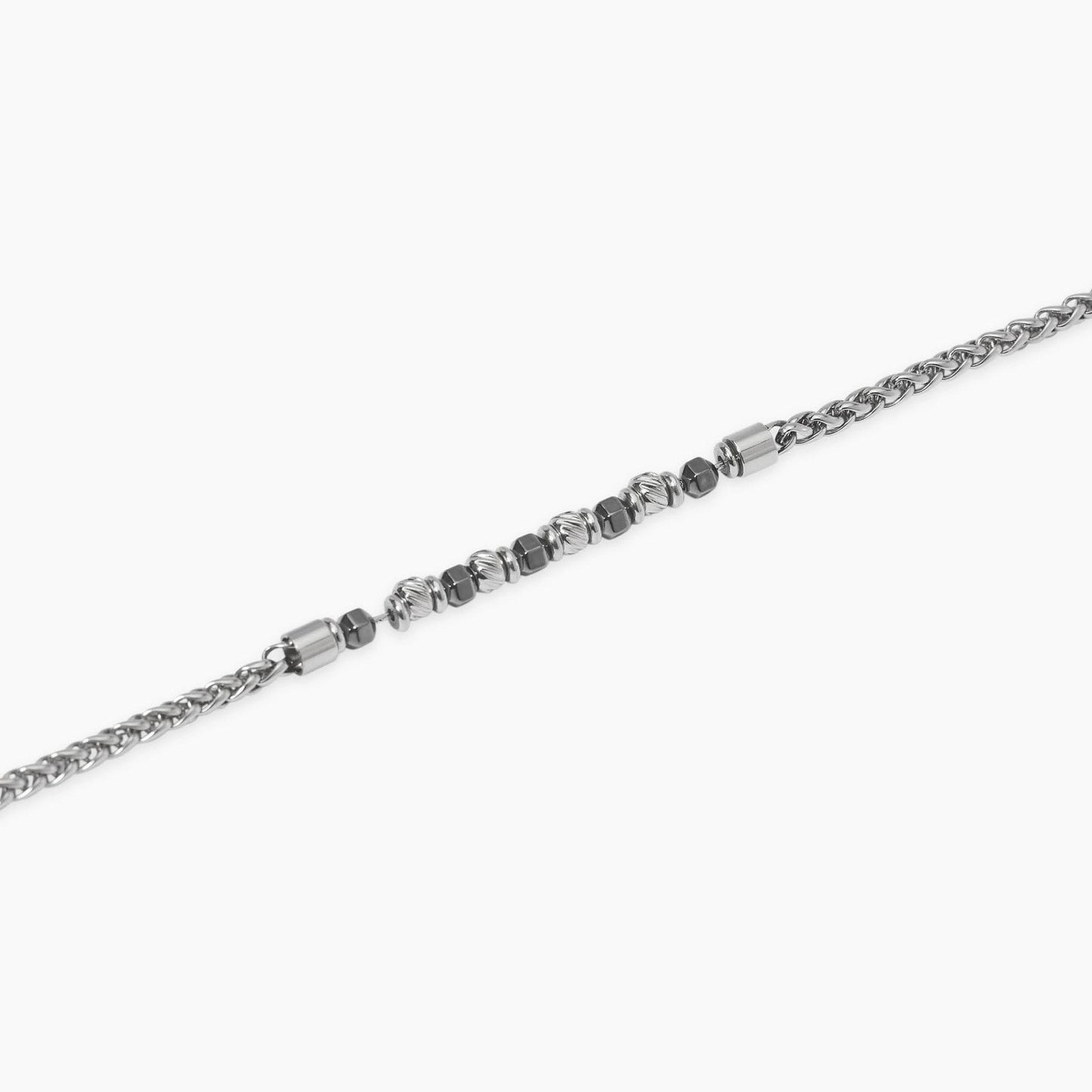 KIDULT -Bracciale uomo con catena spiga in acciaio ed ematite