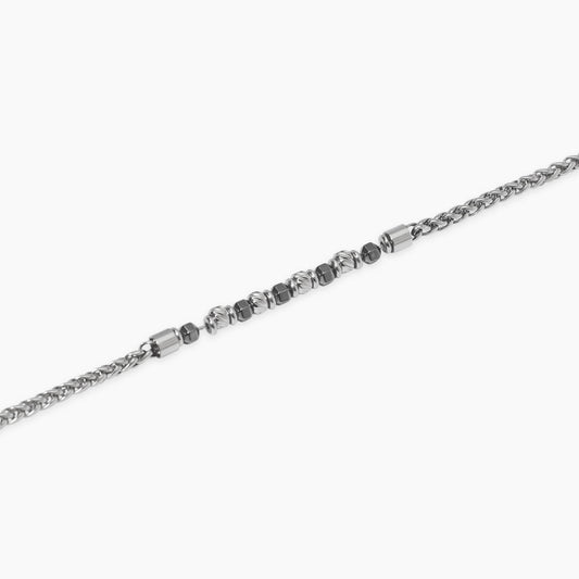 KIDULT -Bracciale uomo con catena spiga in acciaio ed ematite