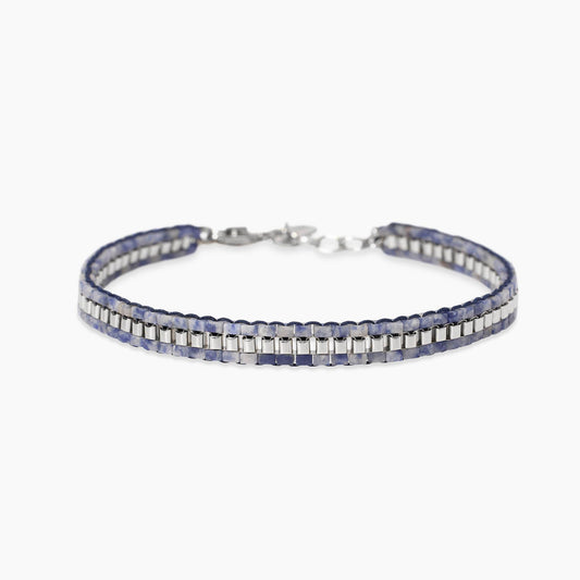 KIDULT -Bracciale in acciaio con nylon e diaspro blu