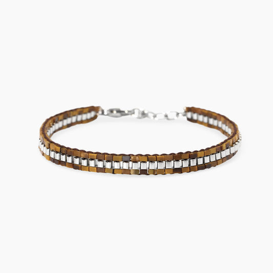 KIDULT -Bracciale in acciaio con nylon e occhio di tigre
