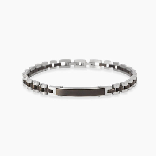 KIDULT -Bracciale nero con piastra e inserti in gunmetal