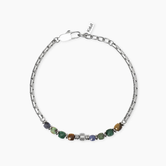 KIDULT -Bracciale in acciaio con pietre multicolor