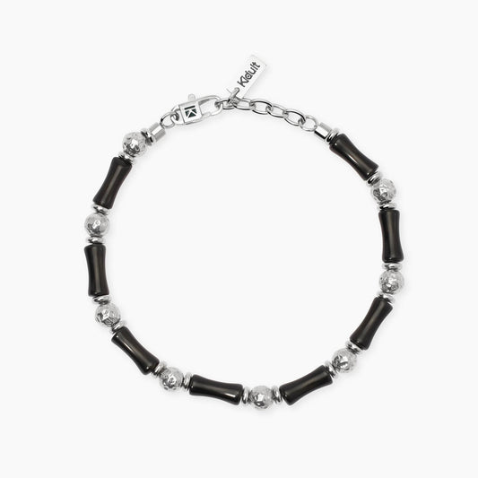 KIDULT -Bracciale in acciaio e ossidiana
