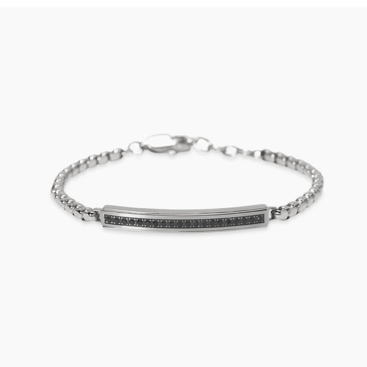 KIDULT -Bracciale con piastra in cristalli neri