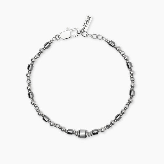 KIDULT -Bracciale regolabile in acciaio e ematite