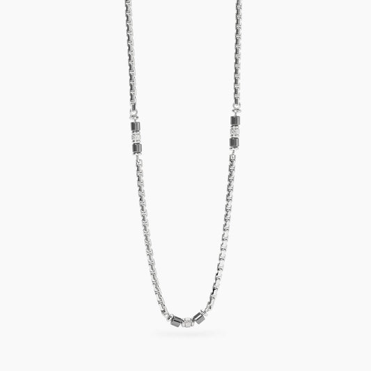 KIDULT -Collana con catena veneta in acciaio e ematite