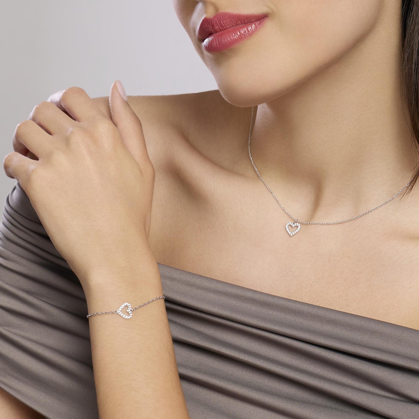 MABINA MY DIAMOND - Bracciale con cuore tempestato di diamanti lab-grown