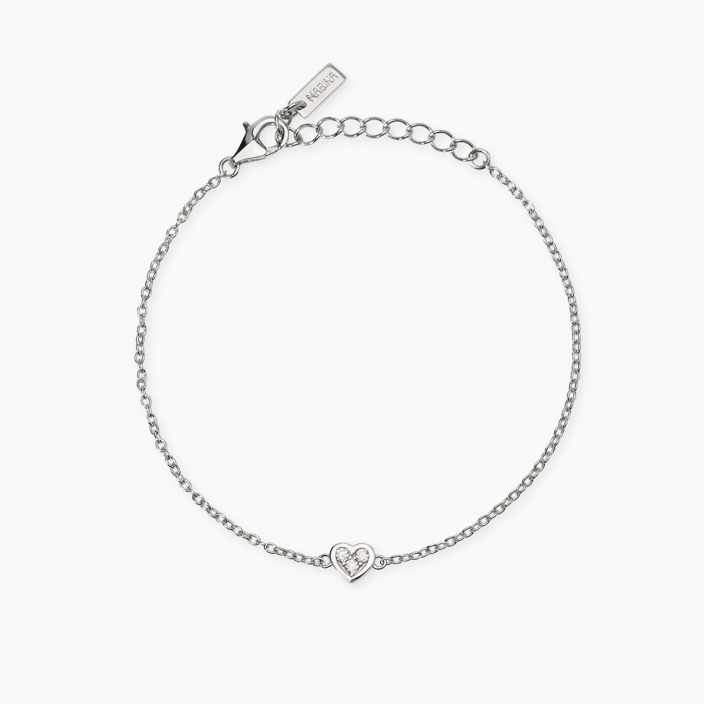 MABINA MY DIAMOND - Bracciale con cuore e trilogy di diamanti lab-grown