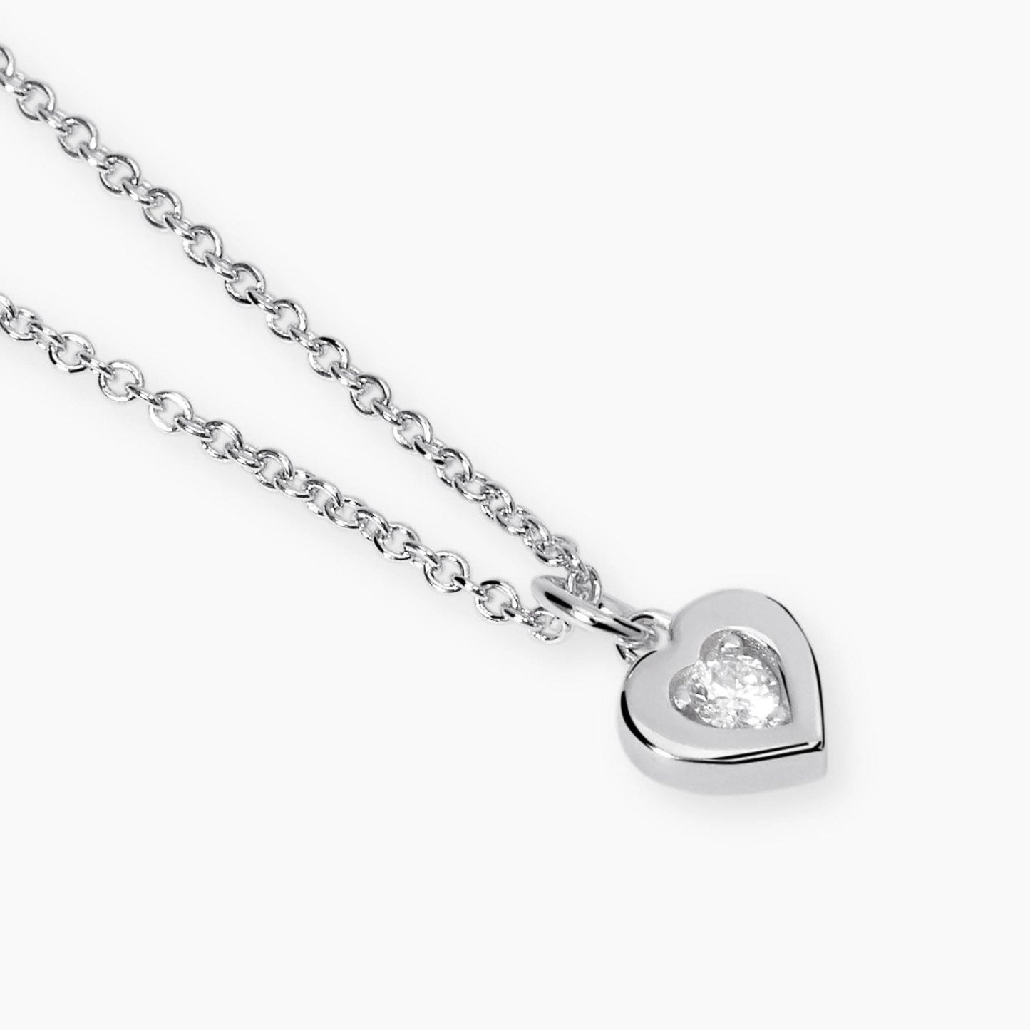 MABINA MY DIAMOND - Girocollo con ciondolo cuore e diamante lab-grown