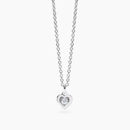 MABINA MY DIAMOND - Girocollo con ciondolo cuore e diamante lab-grown