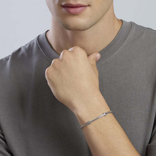 MABINA UOMO - Bracciale regolabile con catena veneta e piastra