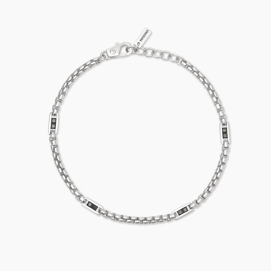 MABINA UOMO - Bracciale con catena veneta e inserti neri