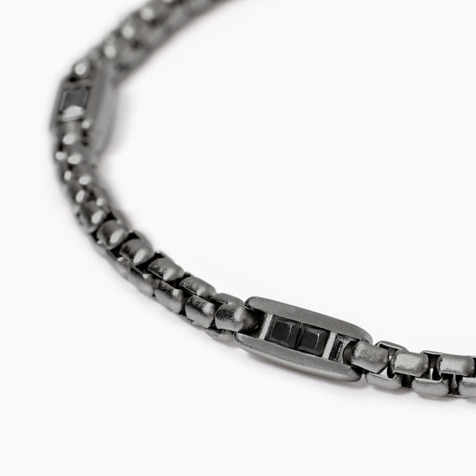 MABINA UOMO - Bracciale con catena veneta e zirconi neri