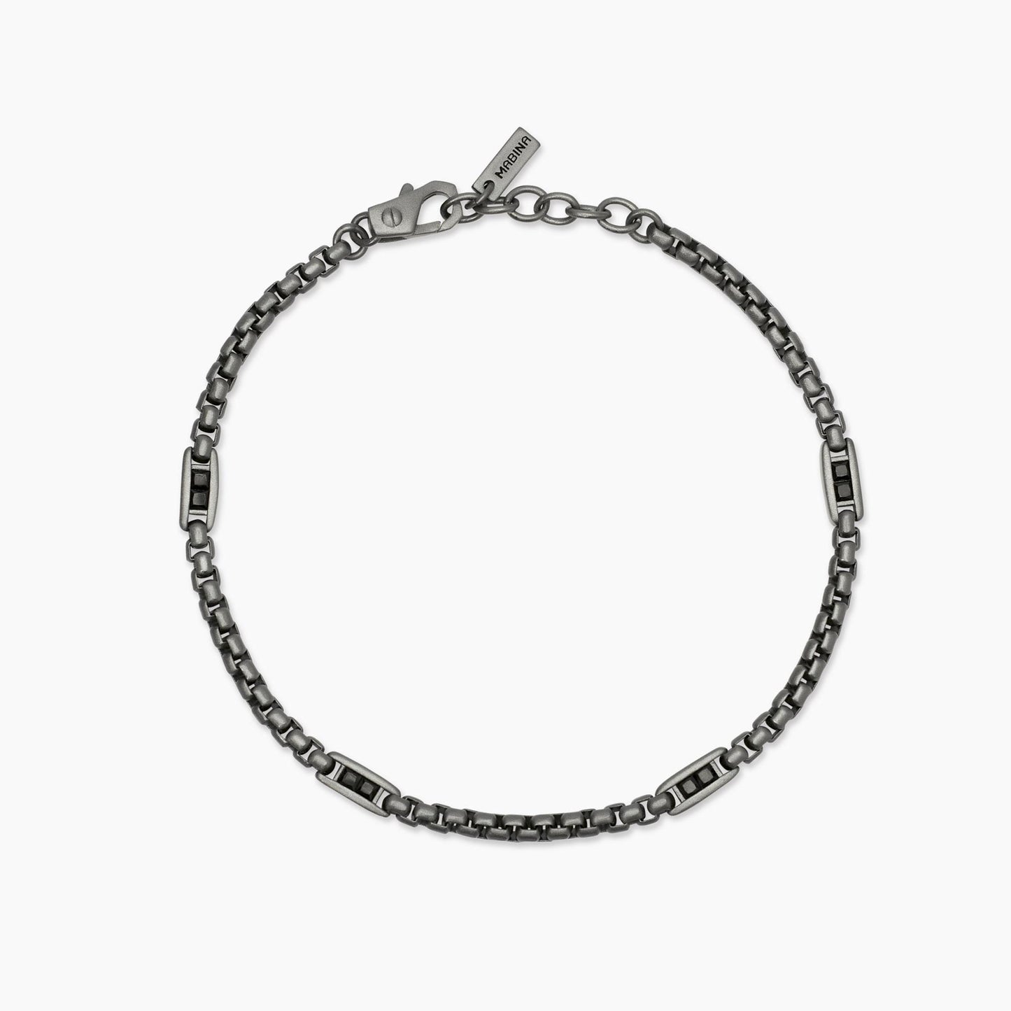 MABINA UOMO - Bracciale con catena veneta e zirconi neri