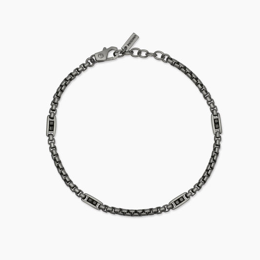 MABINA UOMO - Bracciale con catena veneta e zirconi neri