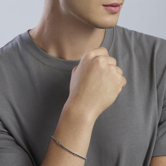 MABINA UOMO - Bracciale tennis da uomo con zirconi neri