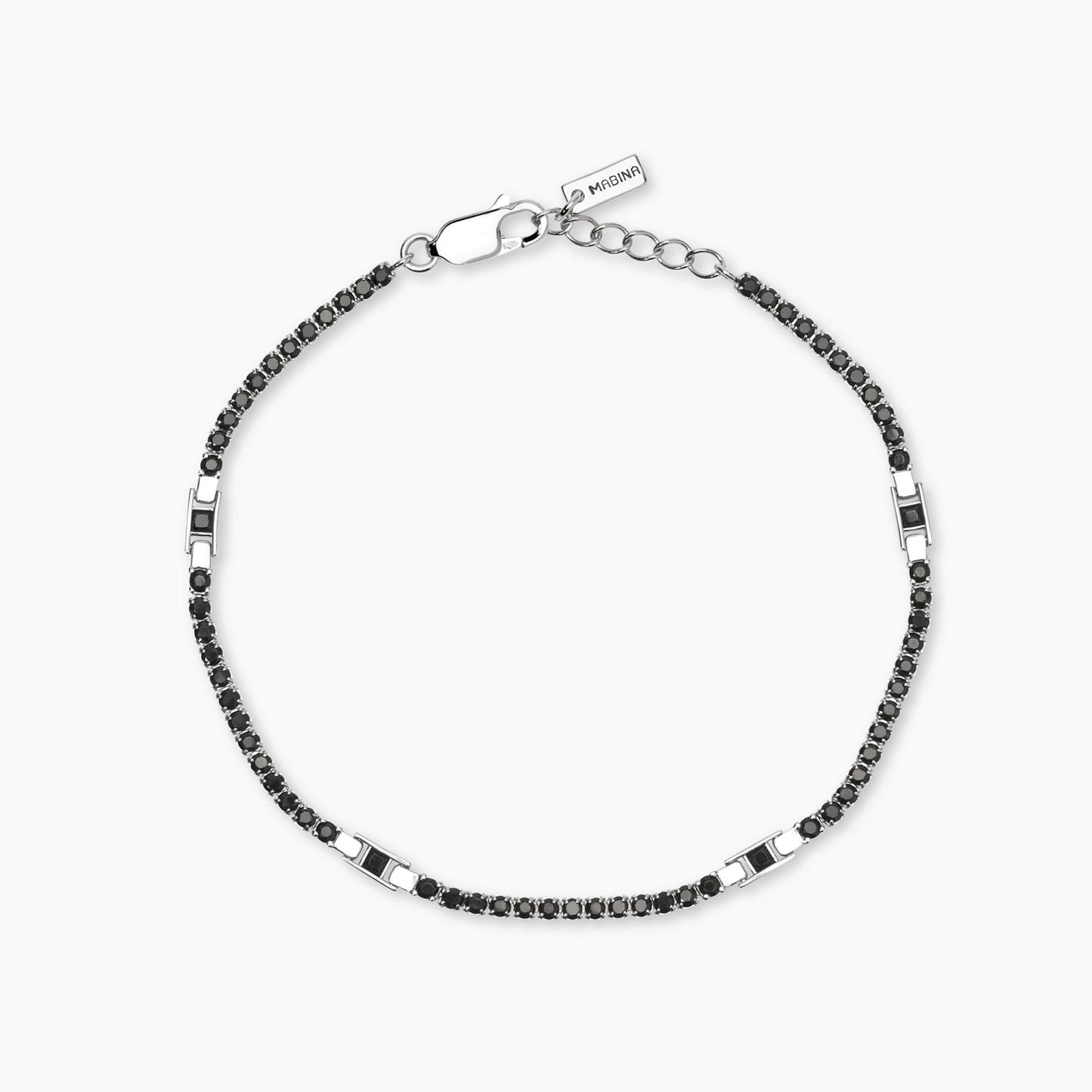 MABINA UOMO - Bracciale tennis da uomo con zirconi neri