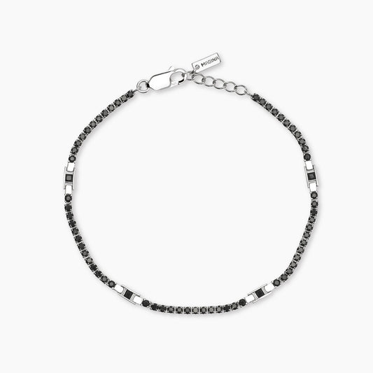 MABINA UOMO - Bracciale tennis da uomo con zirconi neri