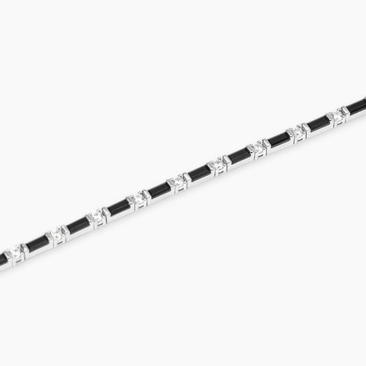 MABINA UOMO -Bracciale tennis con zirconi bianchi e neri